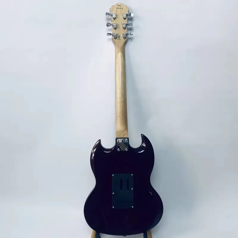 A208 J&D Brother SG Guitar Shape Wine Red Mahogany Body with Maple Neck 22 Frets Decoration of Clock Not for Playing Watch