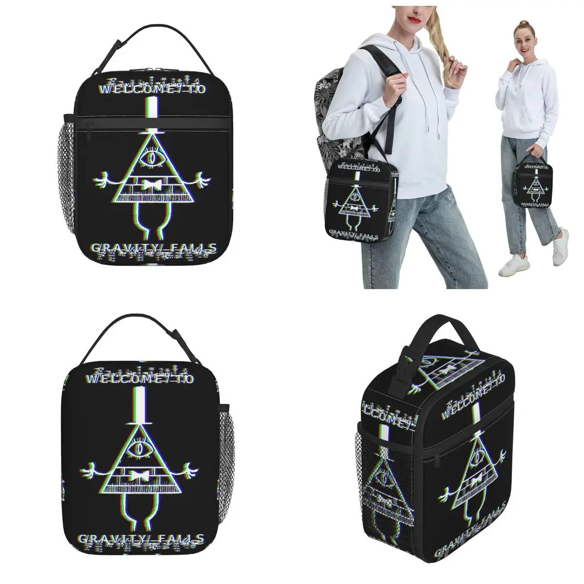 Bill Cipher Gravitys Falls Anaglyph Thermal Insulated Lunch Bag for Office Reusable Food Bag Thermal Cooler Lunch Boxes