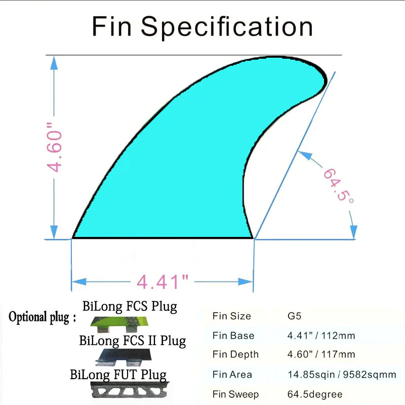 BiLong FCS FINS Surfboard Fins Tri Fin G5 Size 3-fins Fiberglass Performance Core with Carbon Water skiing Quilhas Surf Fin