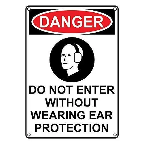 Retro Vintage Bar Metal Tin Signs 8x12,Danger Do Not Enter Without Wearing Ear Protection,Vintage Warning Sign Plaque Signs Warn