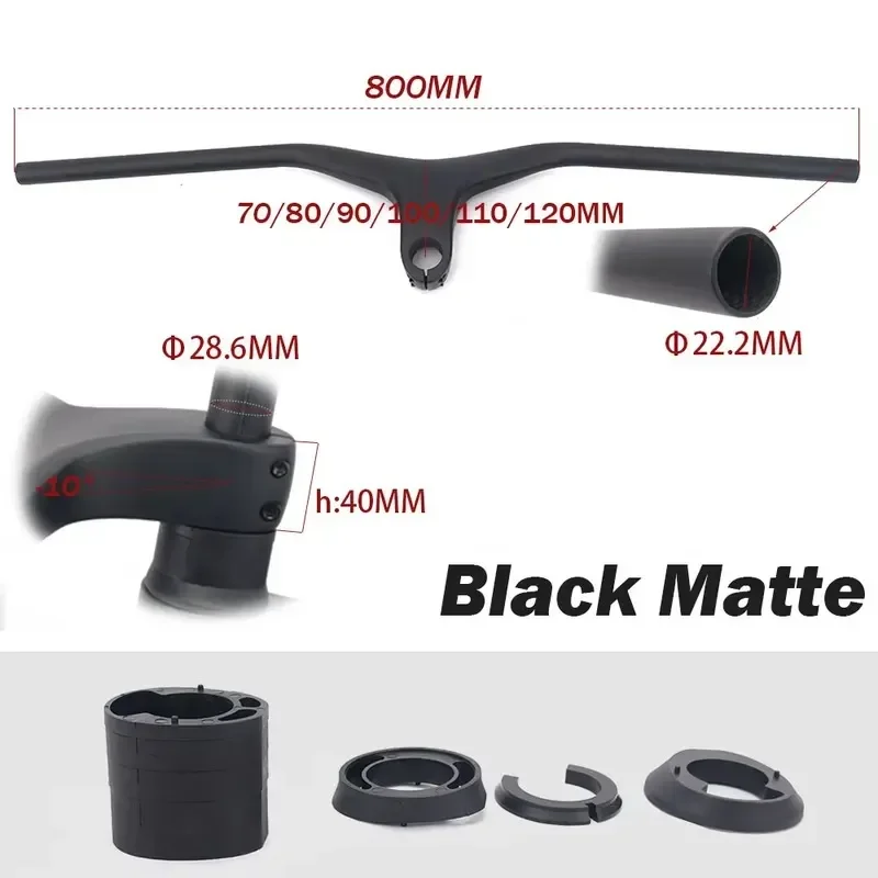 Hot Sale Hot Sale New Full Inner Cable Carbon 800mm MTB Integrated bar -10degree Racing Bike Bike Handle Bars 28.6MM Swallow