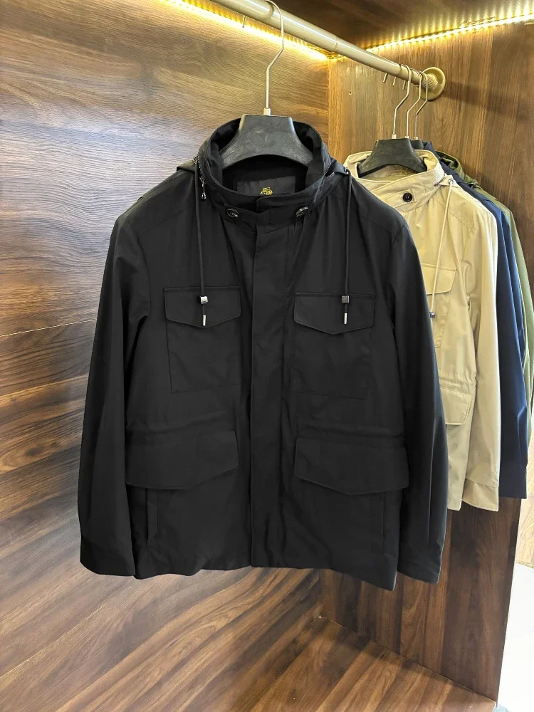 

LP Italian 25ss Casual Windproof Stand-Up Collar Hidden Hat Jacket