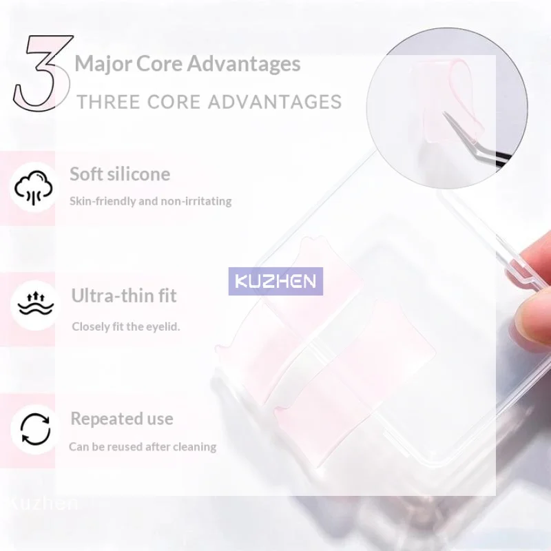 1 Pair Bear Ear Eyelash Perm Pads Reusable Silicone Lash Lifting Curling Strips Soft Under Eye Pads For Eyelash Perm Makeup Too