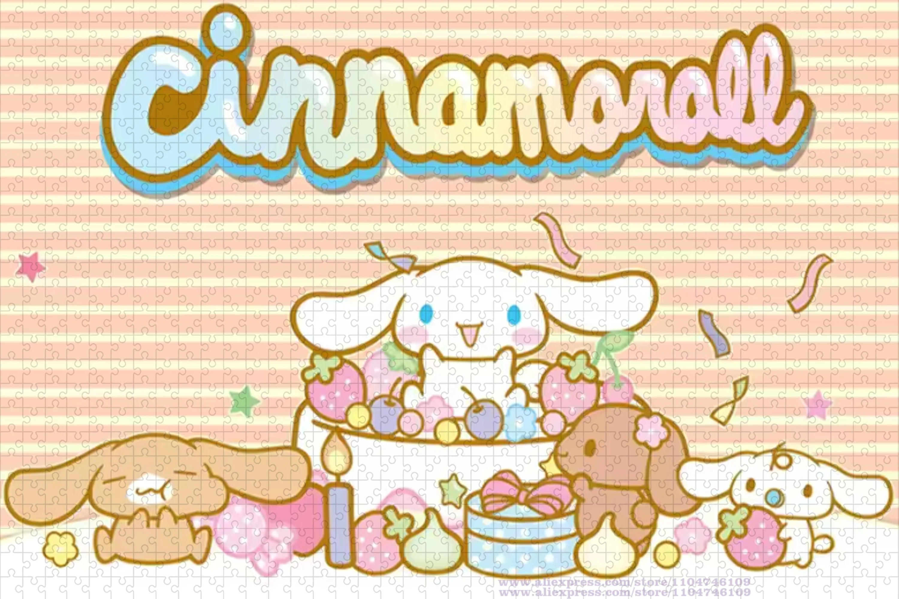 Sanrio Cinnamoroll Puzzle Jigsaw Kartun Karakter Anime Anjing Lucu 108/200/300/500/1000/1500 Buah Teka-teki Intelijen untuk Anak-anak