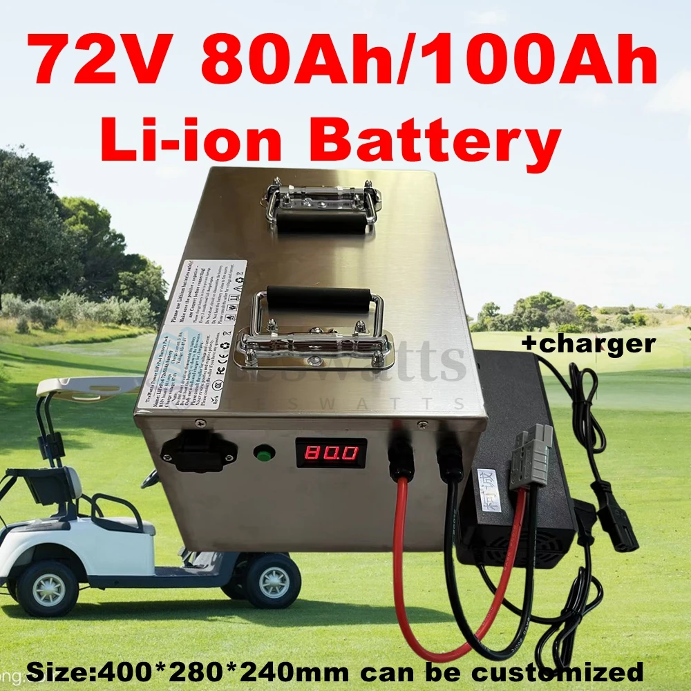 

Lithium battery 72v 80Ah li ion 72v 100ah lithium ion for 7000w golf club bicycle bike tricycle motorhome +10A charger