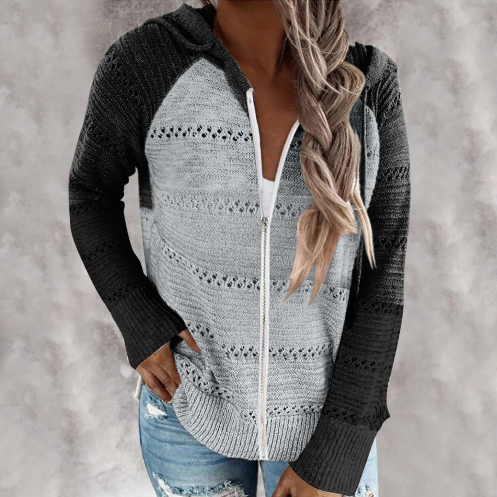 Women\'s Autumn And Winter Classic Patchwork Knitted Cardigan Long-Sleeved Slim Casual Knitwear Womens Sweaters Plus Size