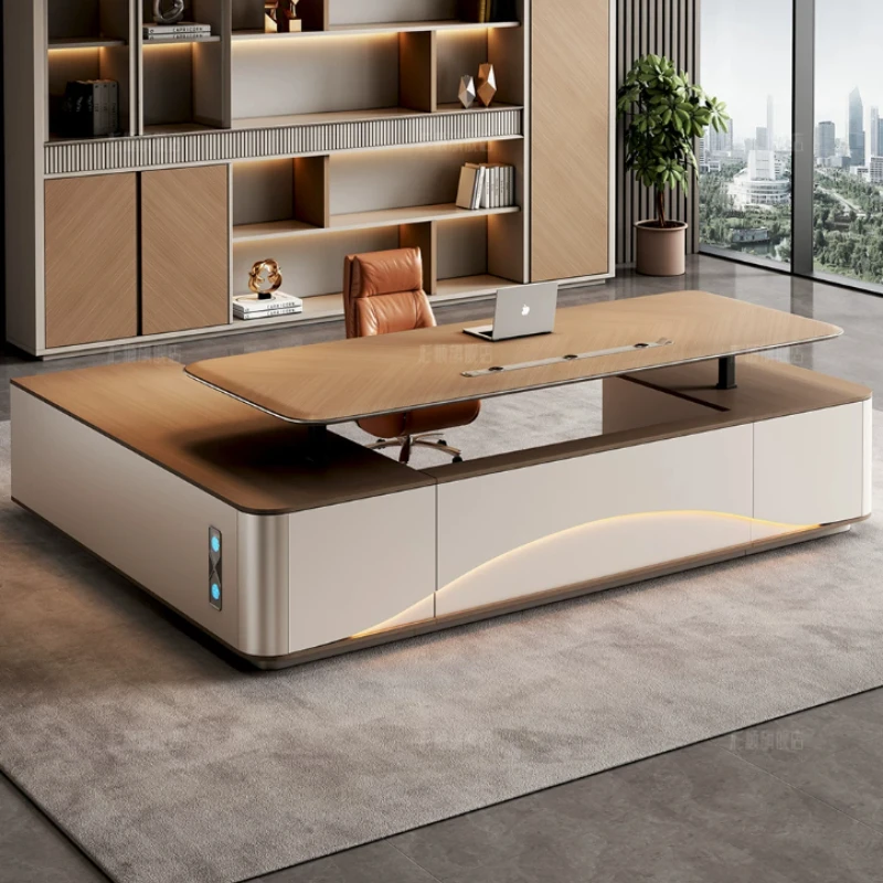 High-end Smart Electric Height Adjustable Executive Desk Modern Minimalist Boss Table President Office Workstation Furniture