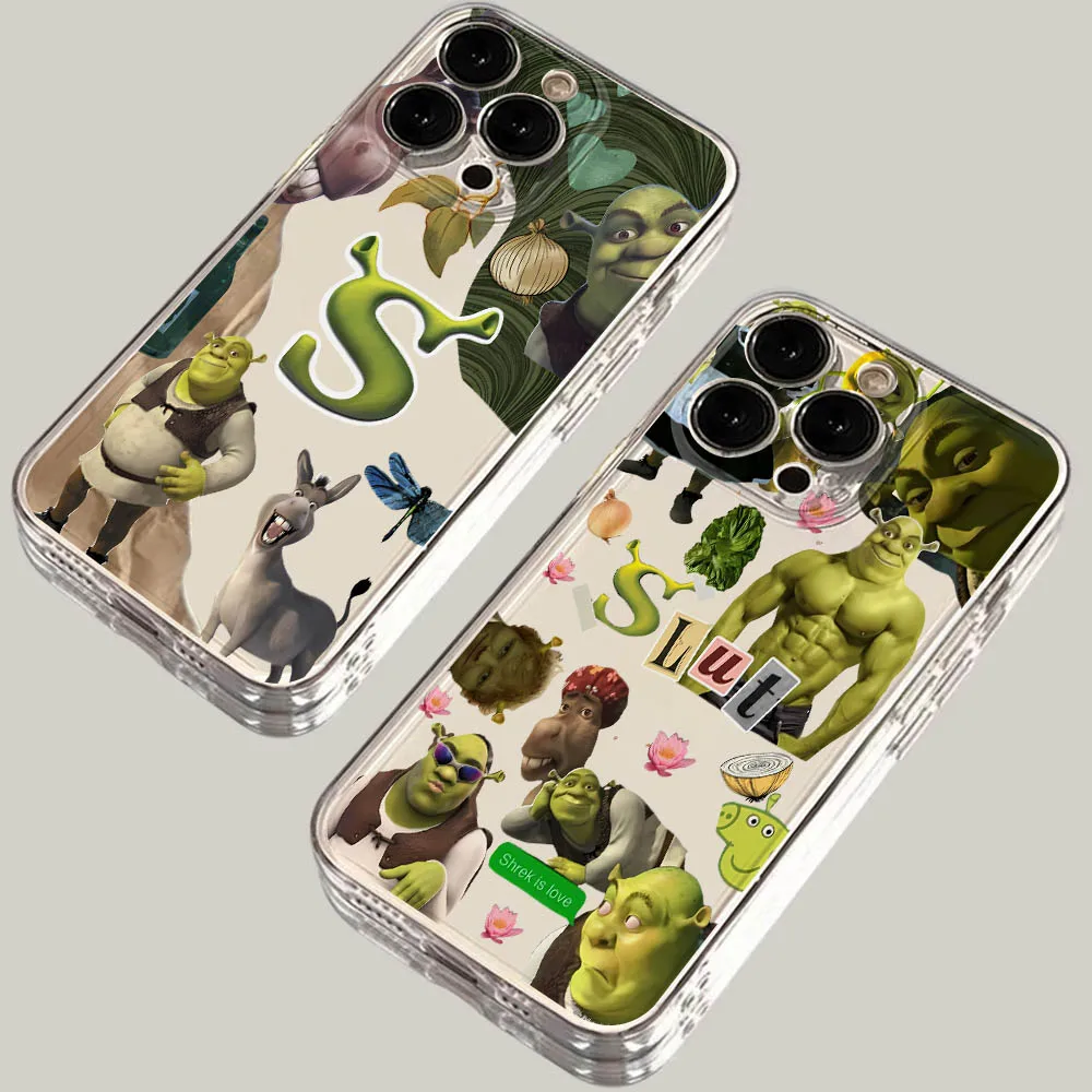 Funny Shreks Phone Case for iPhone 16 15 14 Plus 13 12 Mini 11 iPhone16 iPhone13 Pro Max X Xs XR 7 8 Clear Soft Capa Cover