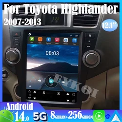 안드로이드 15 도요타 하이랜더 2007-2013 자동차 라디오 자동차 멀티미디어 테슬라 스타일 Carplay 자동 블루투스 4G GPS 네비게이션