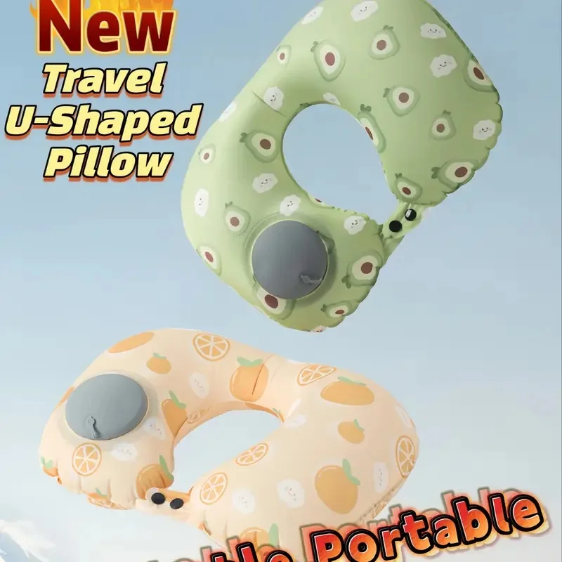 2025 Travel Pillow Air Inflatable Airplane Car Pillows Pillow Folding Press Type Bed Pillows Neck Cushion Home Office Supplies