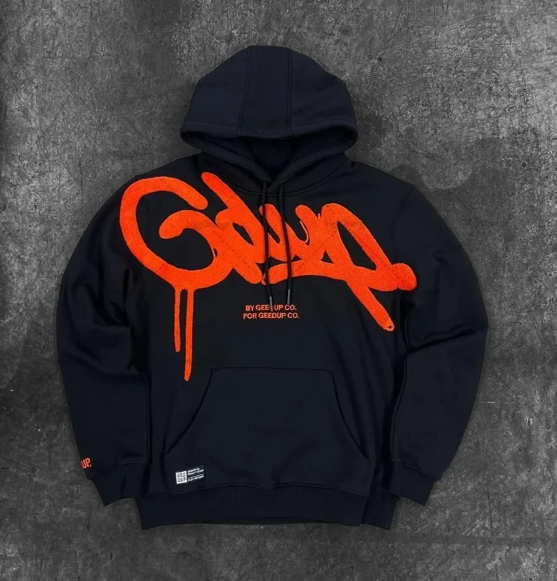 Ropa de moda de venta al por menor, Sudadera con capucha holgada informal con letras a rayas para hombre, sudadera de gran tamaño a la moda de Hip-hop callejero para mujer