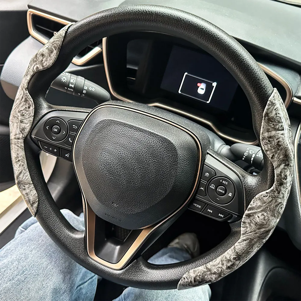 D-förmige, runde Auto-Lenkradabdeckung, Pfirsich-Holzmaserung, Retro-Stil, modifiziertes Lenkrad-Styling, rutschfestes Zubehör 2025 – Detail 8