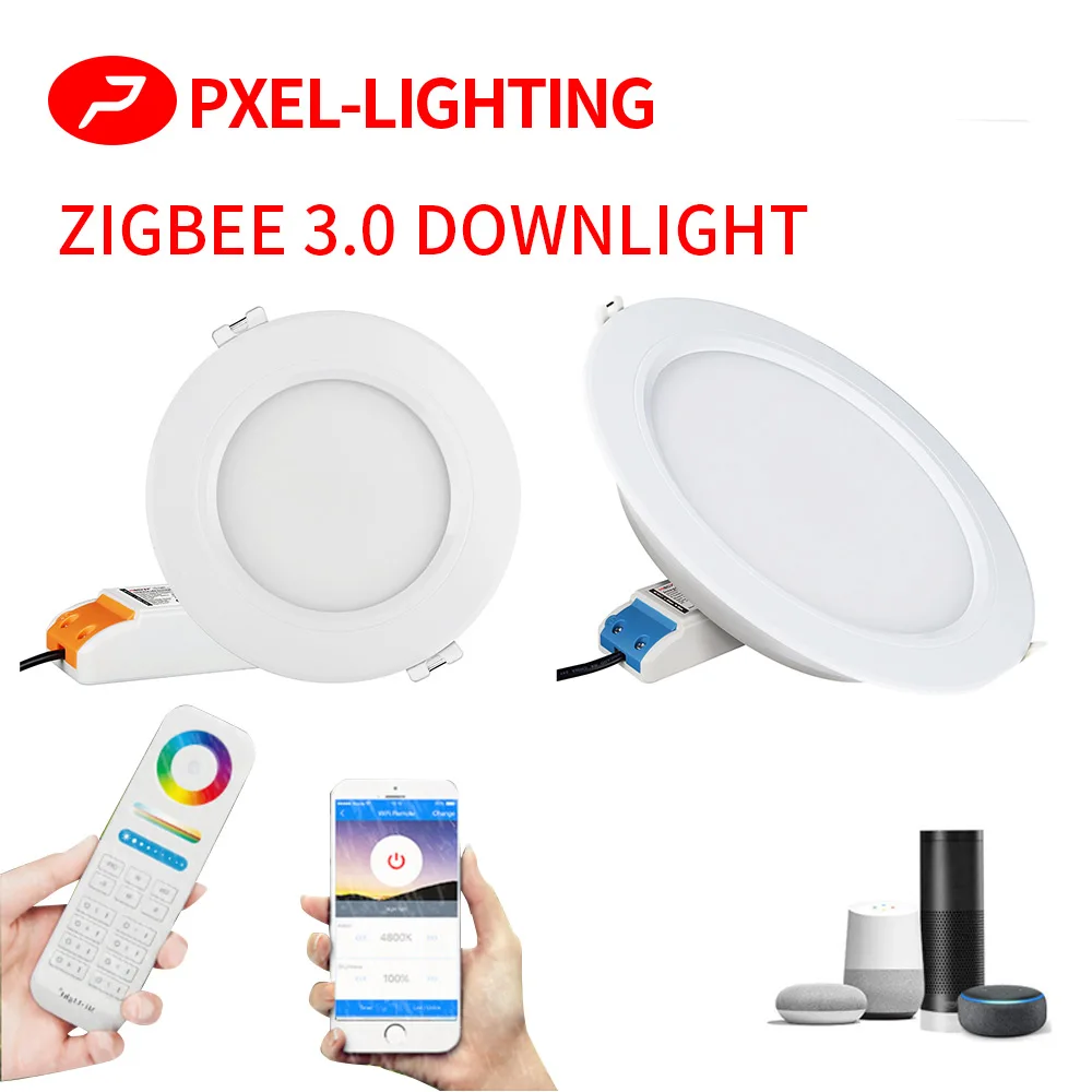 Miboxer Zigbee 3.0 RGB+CCT LED Downlight 6W FUT068Z 12W FUT066Z Round Panel Ceiling Light For Living Dining Room AC100-240V