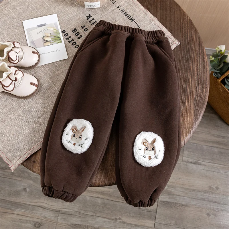 Winter Girls Pants Plus Velvet Trousers for Kids Thicken Children Joggers Children Leggings Girls Sport Pants Warm Baby Clothing