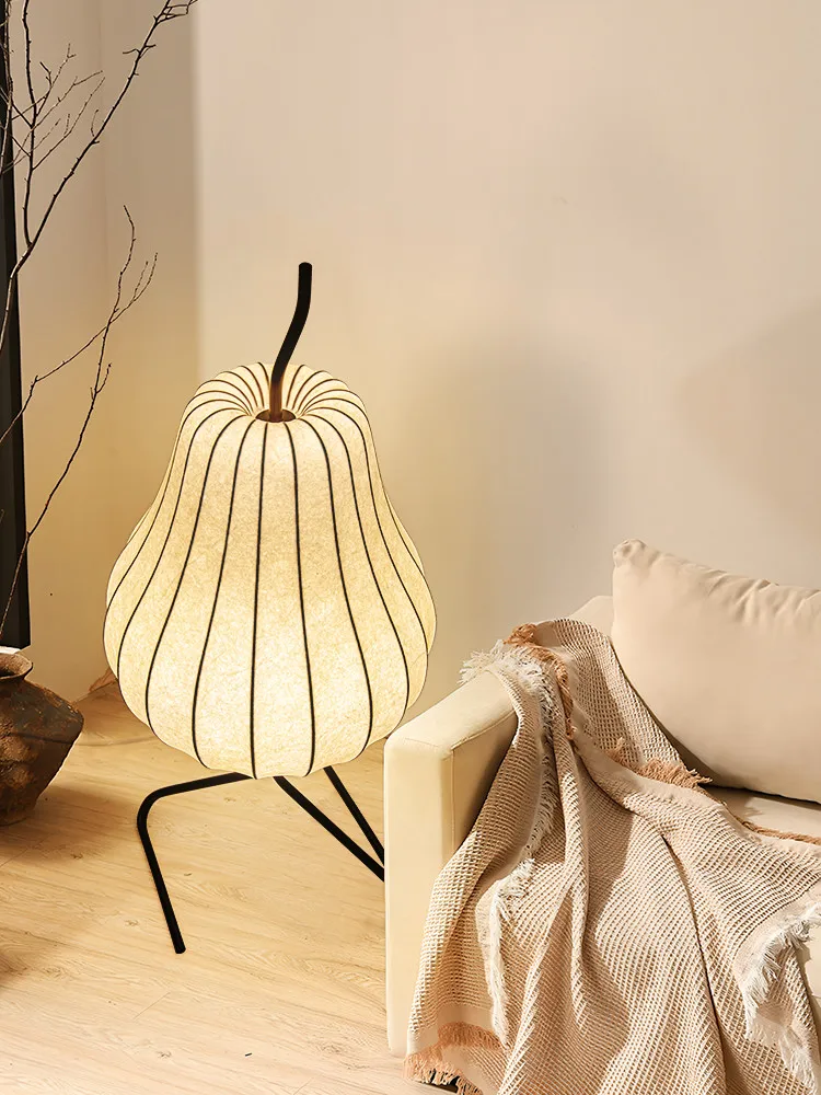 Cream pineapple lamp, silk floor lamp, high-end designer, living room ornament, medieval ambient light next to the sofa