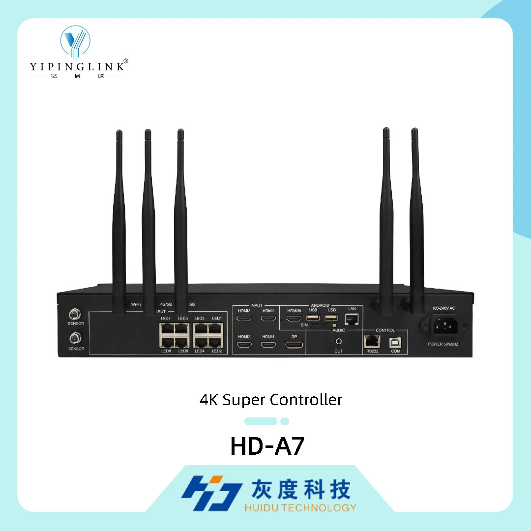 Huidu 4K Super Controller HD-A7 Dual-mode Multimedia Player Support  Asyn&Synchronous Mode for Full Color LED Display