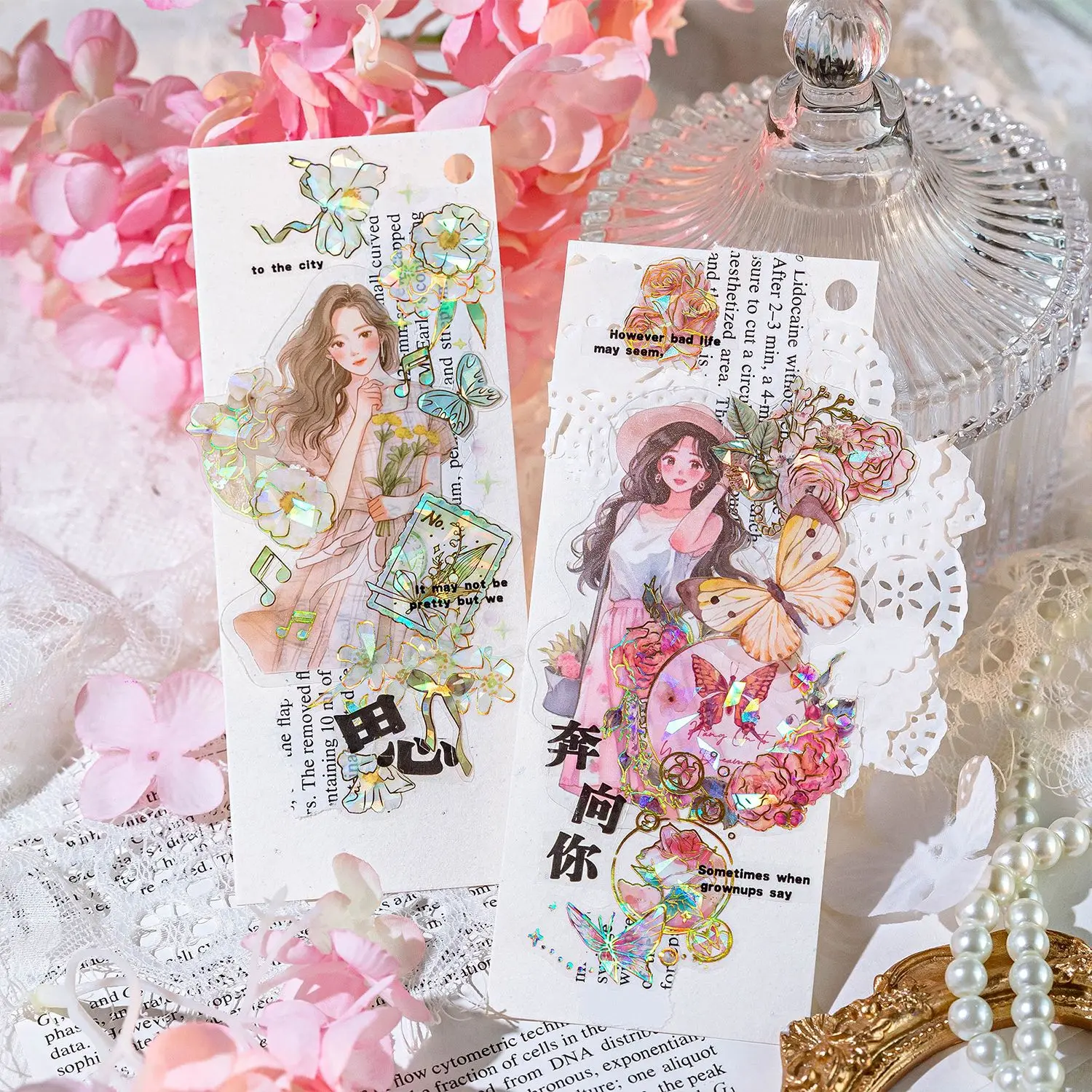 20 Sheets/book Four Seasons Flower Island Series Decorative Sticker Collage Scrapbooking Label Diy Diary Album Journal Planner image 2