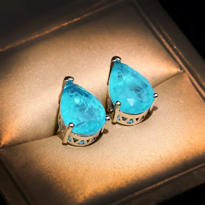 

Новый высококачественный комплект украшений Paraiba, циркониевые серьги Ibalan, Геометрические Квадратные висячие серьги, для вечеринки