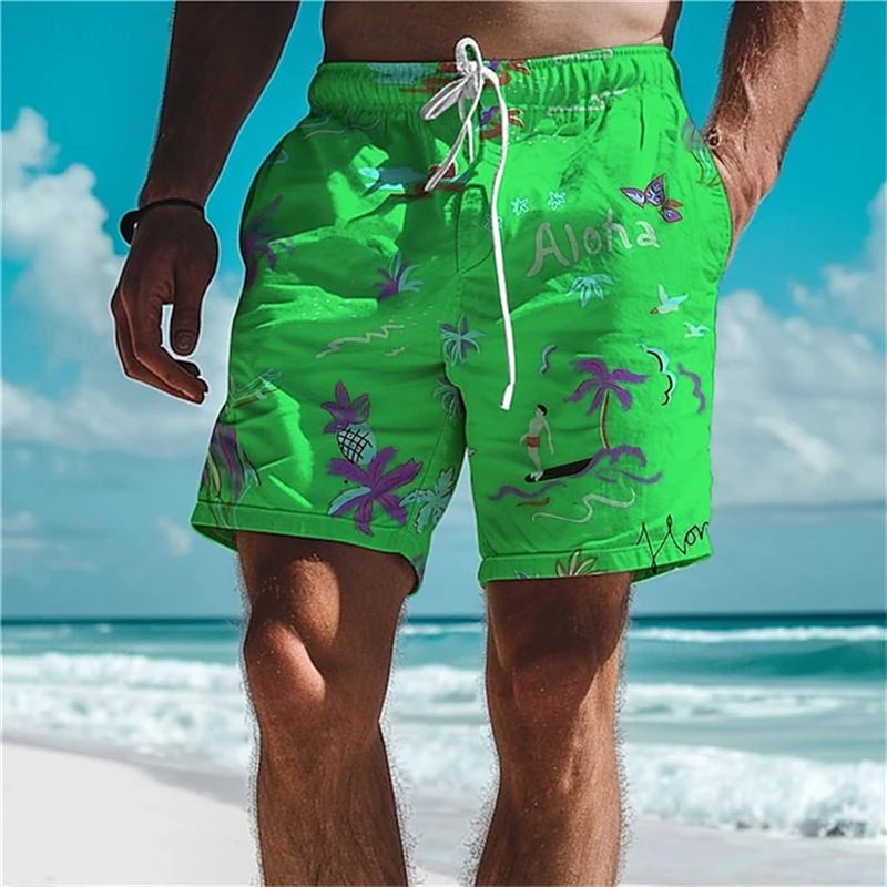 Aloha Hawaiiaanse Palmboom 3d Print Heren Dames Strandshorts Mode Casual Oversized Gym Sneldrogende Trunks Ijs Short Homme 4xl