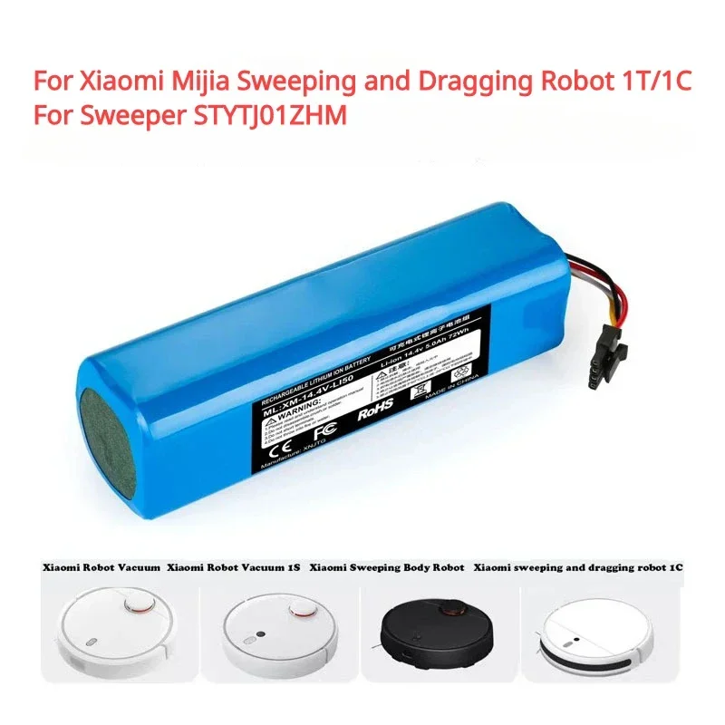 For Xiaomi Mijia Sweeping and Mopping Robot 1T Sweeper STYTJ01ZHM Robot Special Lithium Battery 14.4V 5200mAh/12800mAh