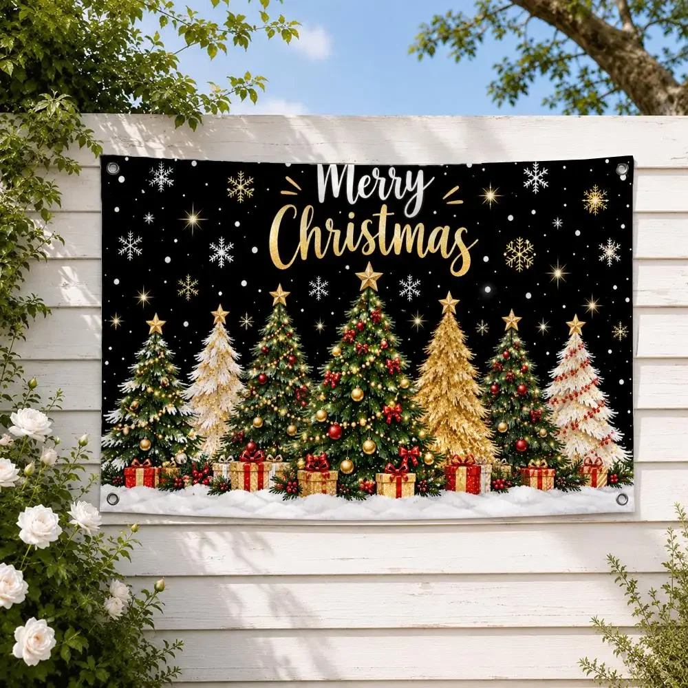 Merry Christmas Christmas Tree Gift box Flags decor flag banner,wall hanging flag,indoor outdoor wall decor,yard garden