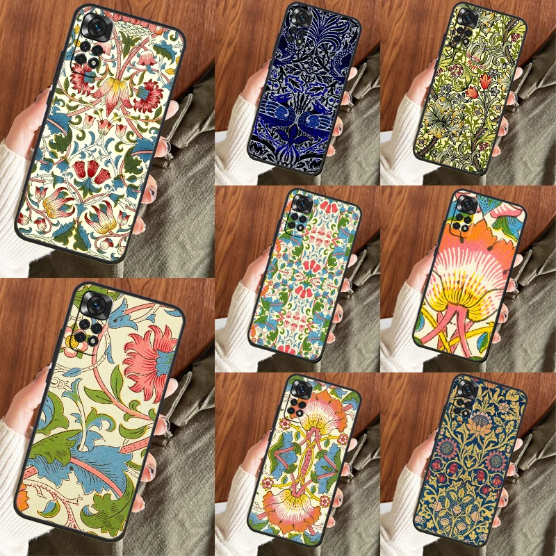 William Morris Lodden Case For Xiaomi Redmi Note 12 Pro 8 9 10 11 Pro Note 11S 9S 10S 9A 9C 9T 10C 12C Cover