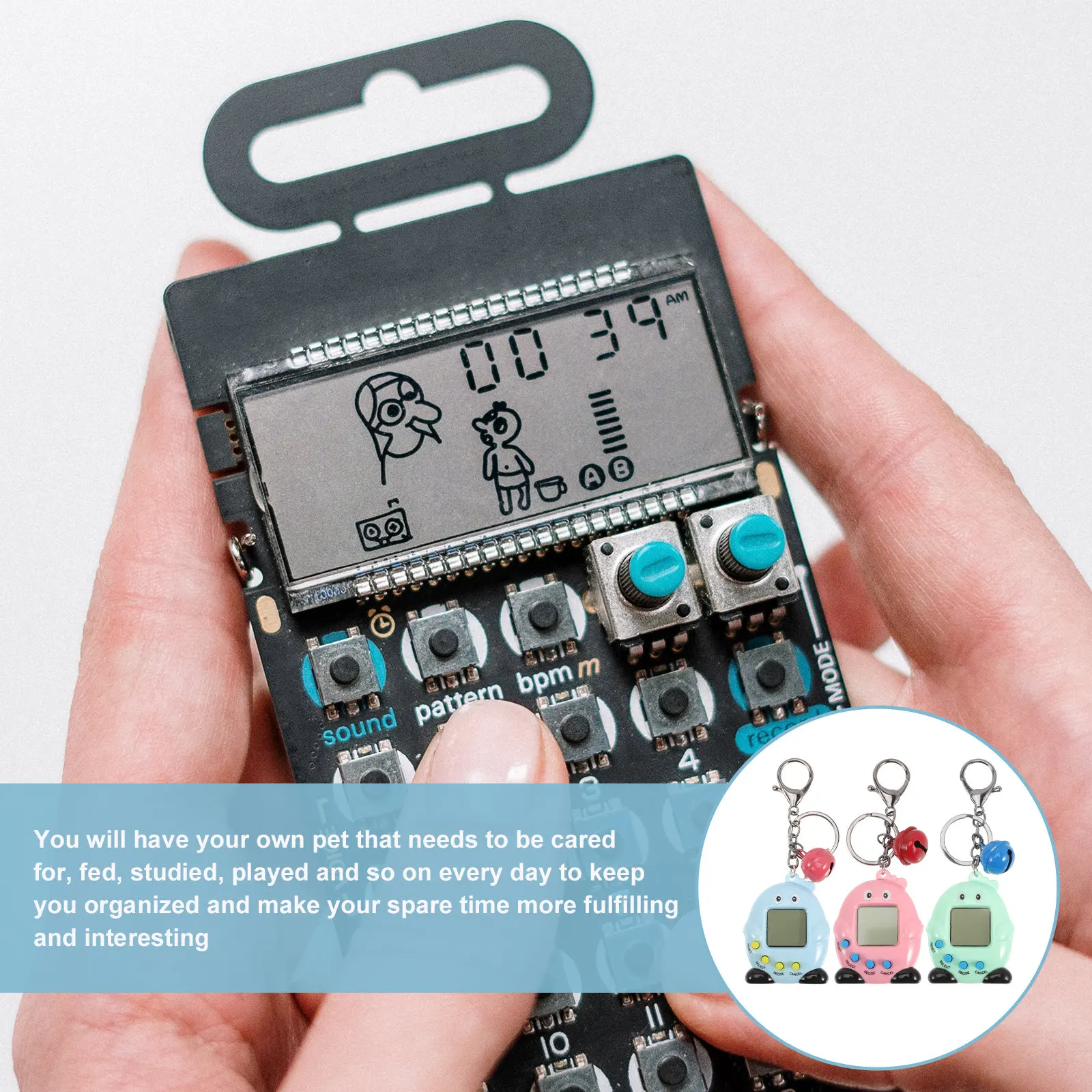 

Набор из 3-х виртуальных электронных портативных игровых брелоков для детей: развивающая игрушка-брелок в виде забавного домашнего животного