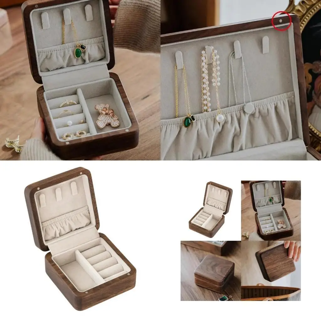 

P9FE Travel Friendly Jewelry Case Necklaces Storage Box Elegant Travel Jewelry Case Portable Necklace Holder for Jewelry