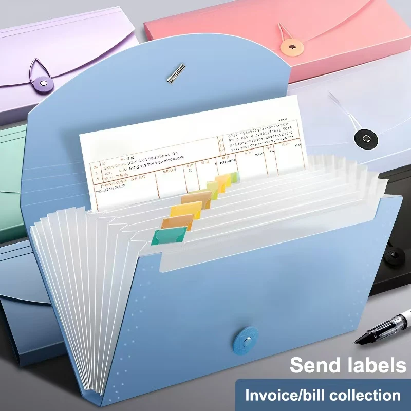 Expanding File Organizer with 13 Pockets, Accordion File Folders with Labels, Portable Document Paper Bill Receipt Organizer