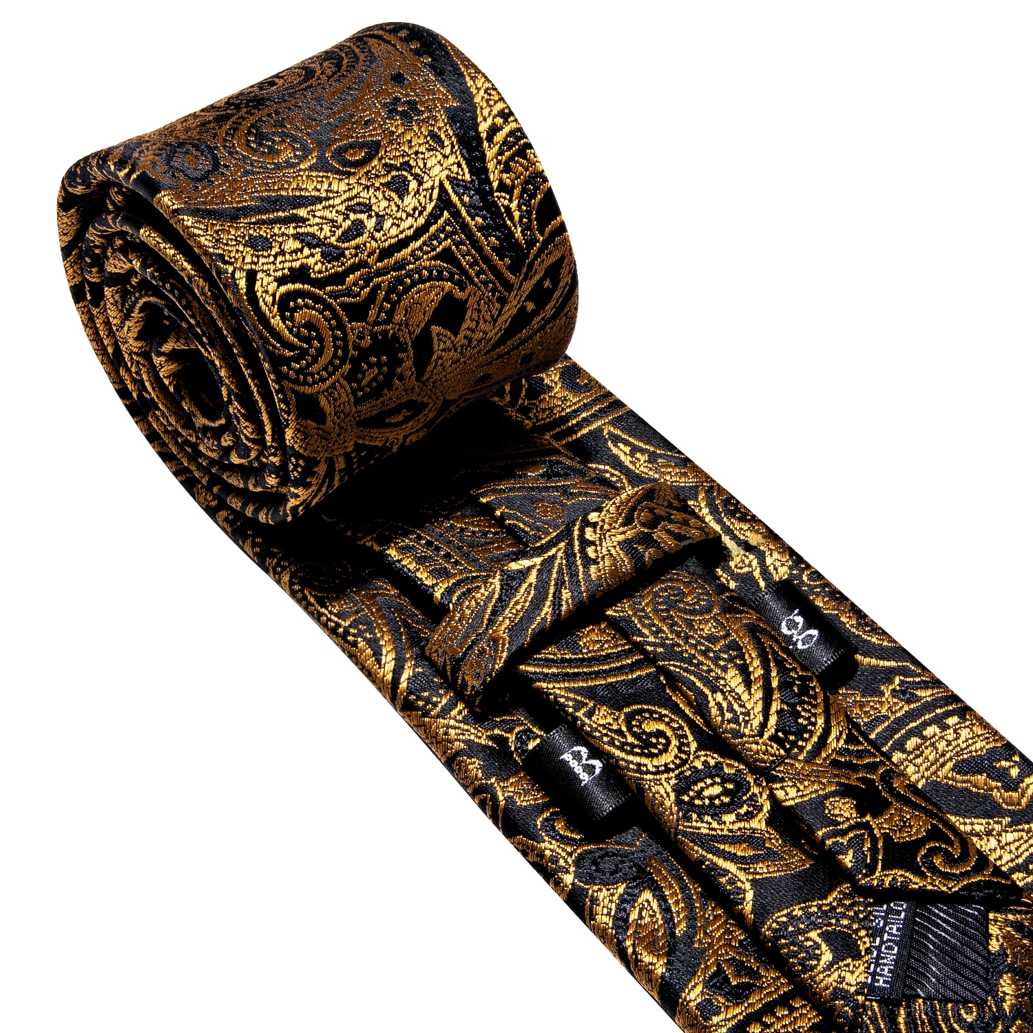 Corbata de diseñador para hombre, corbata de Jacquard, conjunto de gemelos cuadrados de bolsillo, Floral negro dorado para hombre, regalo de fiesta de negocios de boda