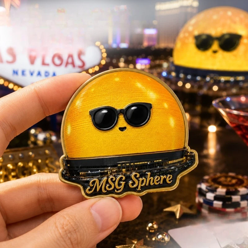 Aimant de réfrigérateur Las Vegas Sphere Sunglasses - Souvenir urbain futuriste 3D, cadeau de voyage américain unique pour la décoration de culture pop moderne
