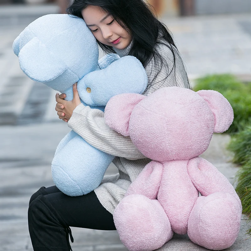 75cm DIY Face Accompany Bear Plush Toy  Soft Hug Teddy Bear Plushie Doll for Children Limb Buttons Bear Toy for Girlfriend