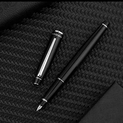 HERO 372-2 Black Sliver Clip Fountain Pen Retro Ink Pen Finance Nib Fine 0.5mm Business Office School Supplies Stationery