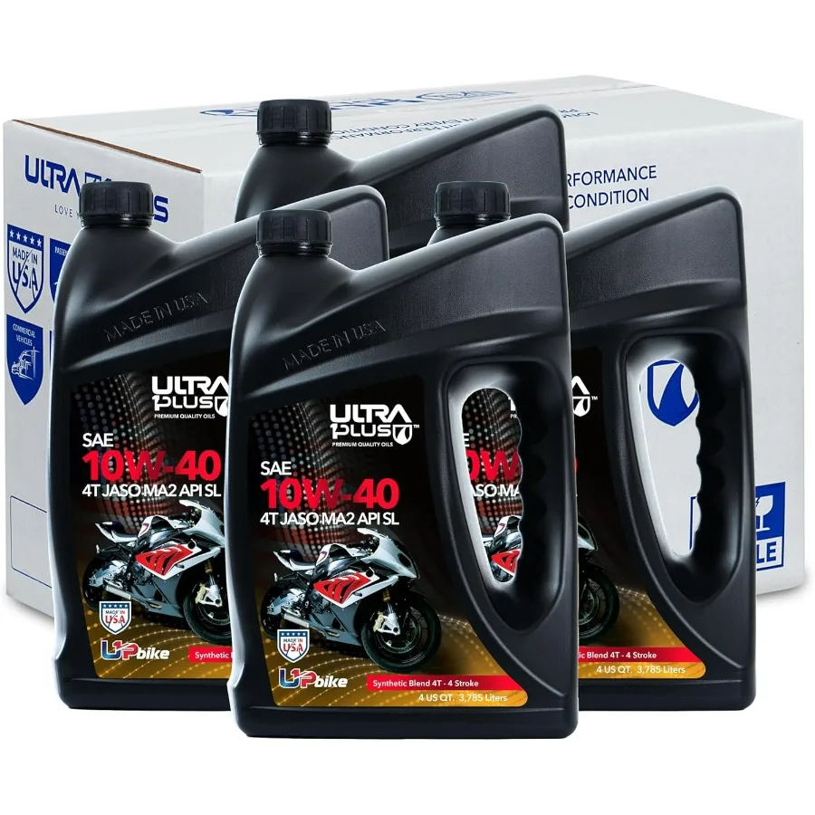 

4T 10W40 Motorcycle Oil Synthetic Blend API SL JASO MA210W40 Motor Oil 4 Gallon