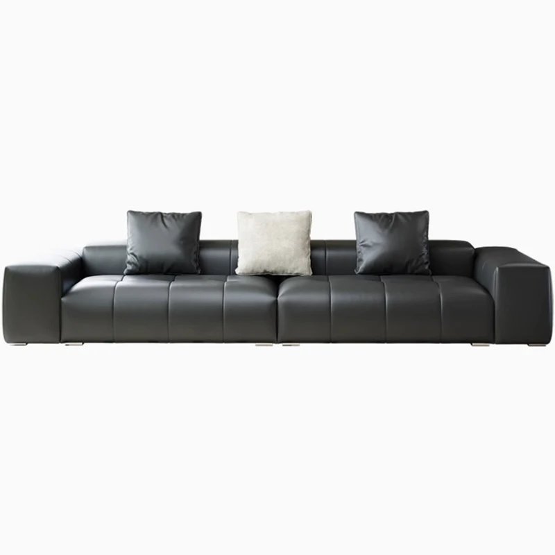 

#Modern High-End Minimalist Living Room Straight Row Leather Sofa Set Italian Sectional Lounge Home Furniture Hotel