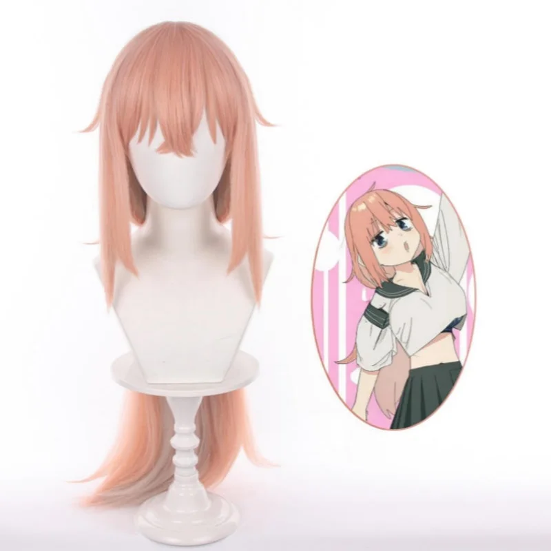Mutsu Komaro Cosplay Wig Even The Student Council Has Its Holes Long Dusty‑rose Pink Low Ponytail Wigs Party Halloween + Wig Cap