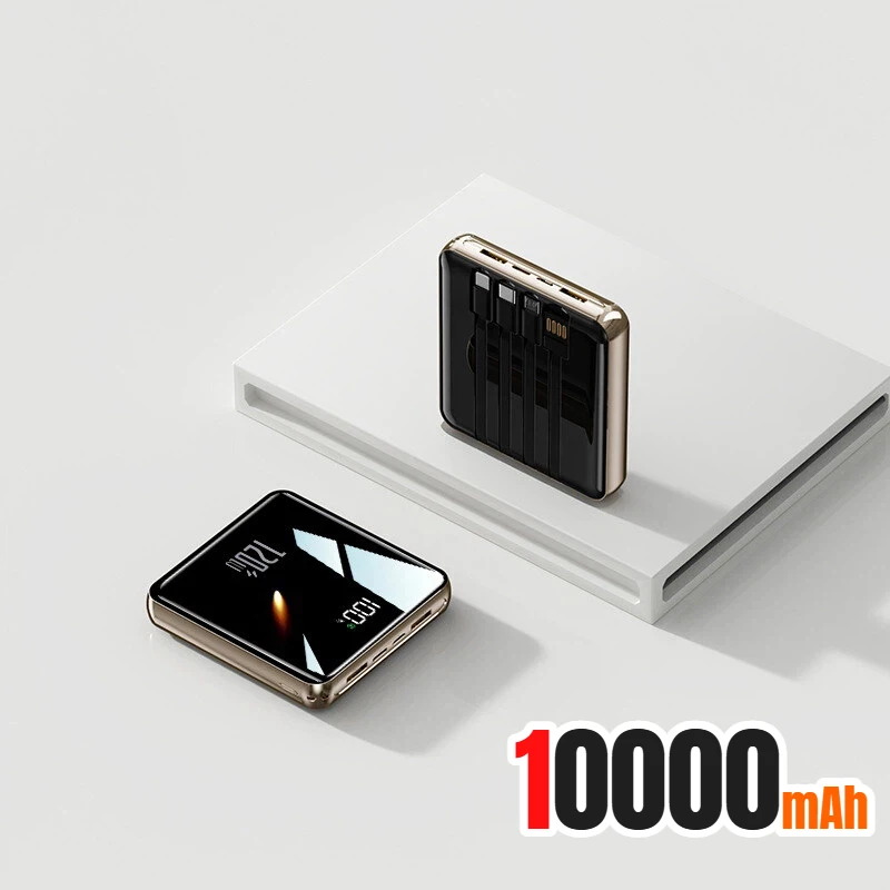 Nieuwe 500000 mAh Mini Power Bank Ingebouwde 4 Kabels Grote Capaciteit Super Snel Opladen Externe Batterij voor IPhone Samsung