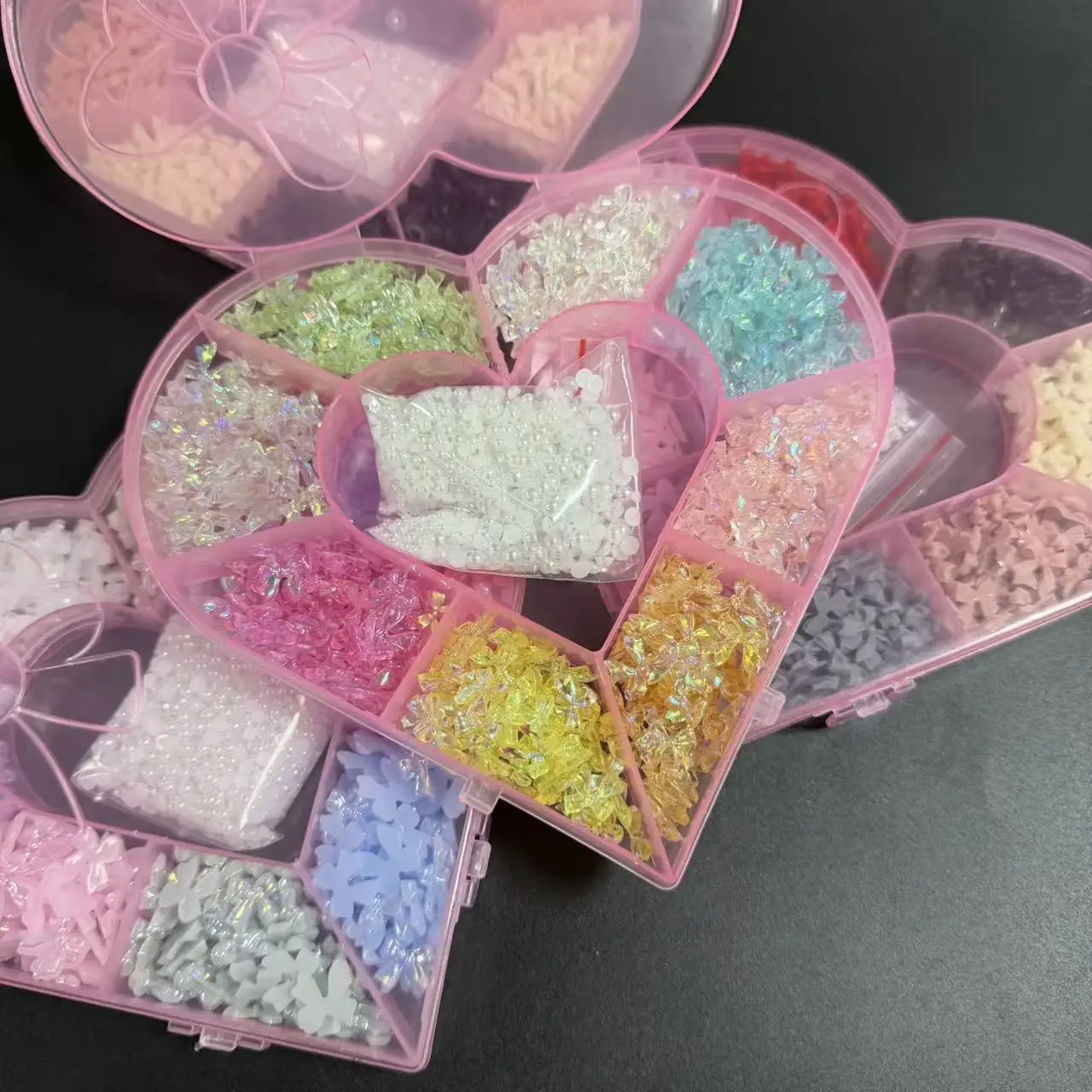 

1 Box Frosted Ribbon Bow Series Y2K AB Color Ribbon Bow Series Different Styles Resin Cute Nail Art Decoration