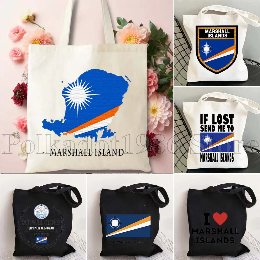 

Marshall Islands Flag Heart Map Emblem Marshallese Patriotic Gifts Large Durable Canvas Tote Bag Shopper Casual Women's Handbag