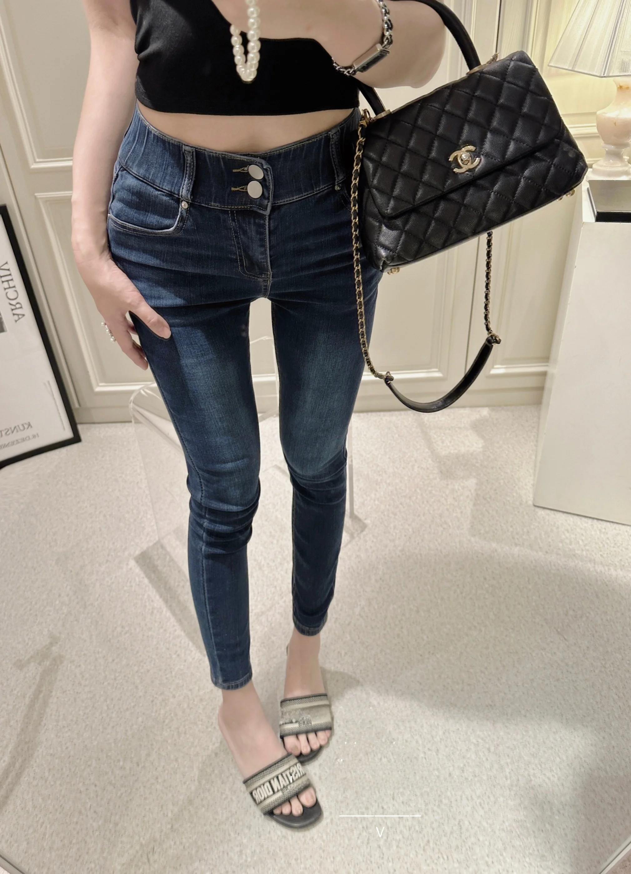 

Женские джинсы-капри Slim Fit с высокой талией из эластичного хлопка, корейский стиль, весна-осень, модные, с эффектом подтяжки ягодиц