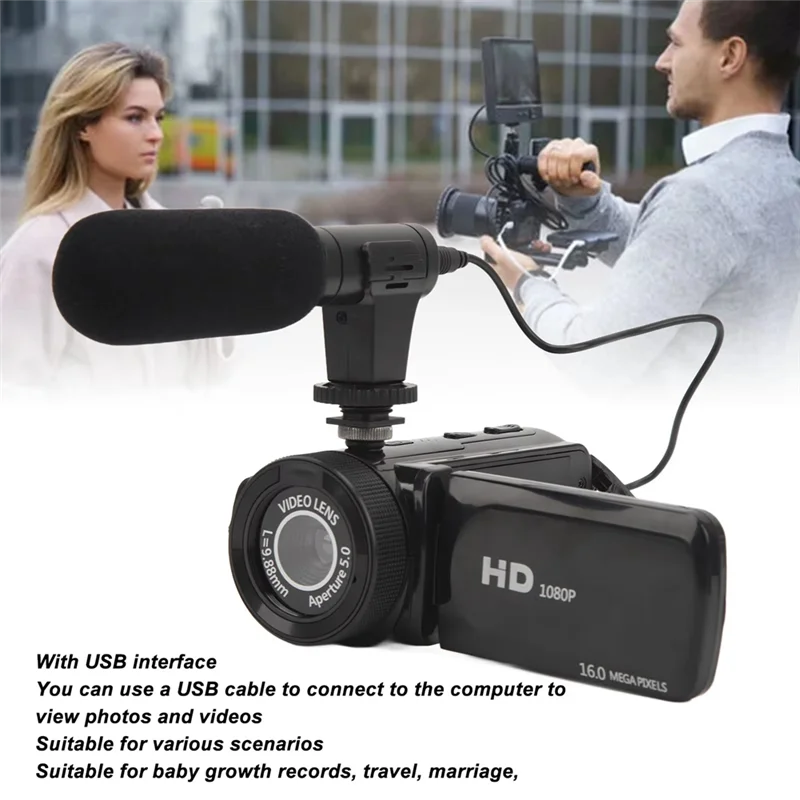 

Microphone Camera Digital Video Camera 16 Million Pixels 2.4 Inch IPS USB Interface
