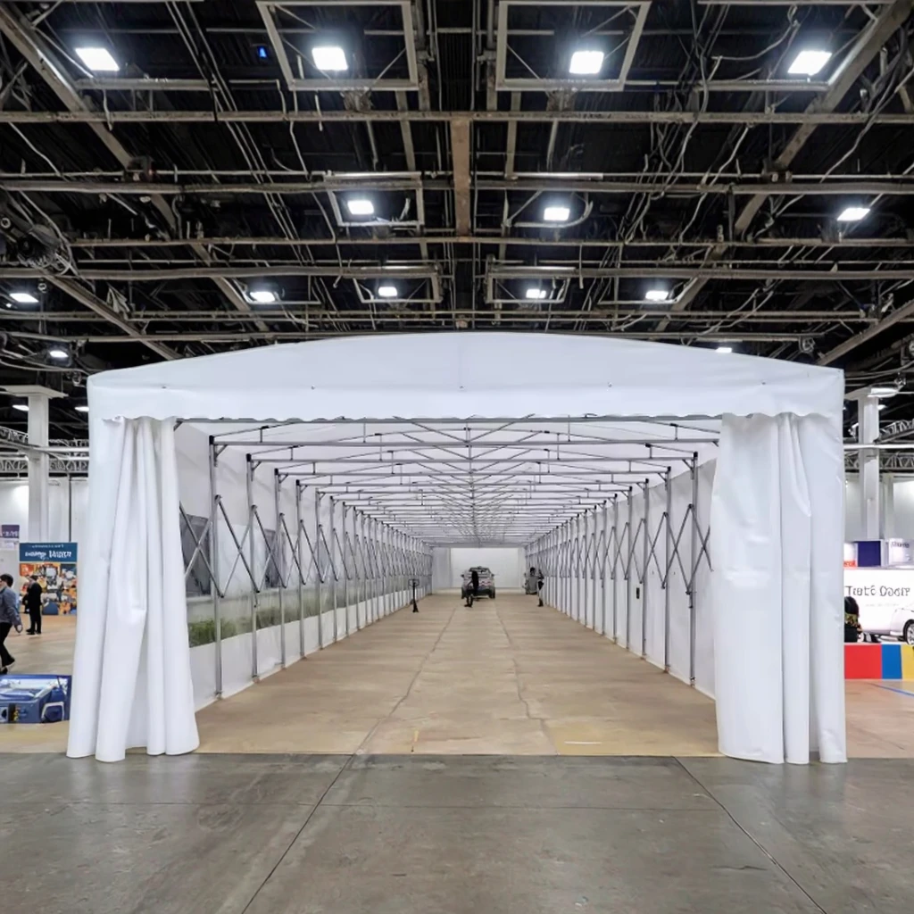 Movable Metal Frame Telescopic PVC Canopy Sliding Tent Large Warehouse Storage Tent