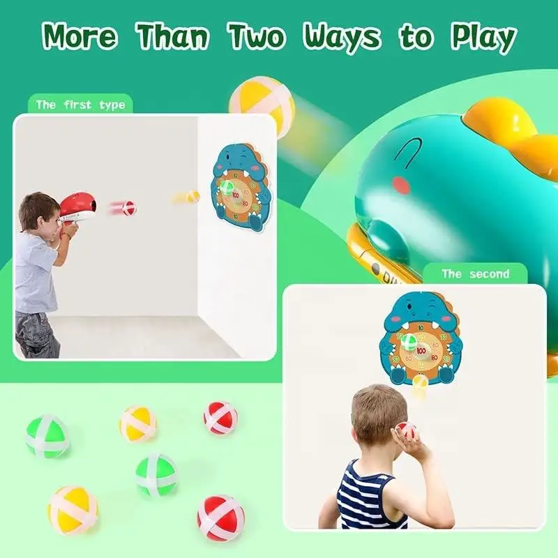 Pistolet do rzucania piłek z dinozaurami strzelanka do tarczy strzeleckiej na imprezę zabawki sportowe na świeżym powietrzu dla dzieci tablica interaktywna gry