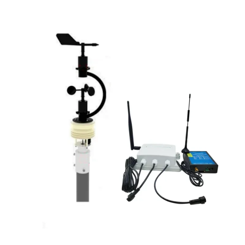 CE RS485  WIFI 4G GPRS Integrated Wind Speed And Direction Air Temperature Humidity Weather Station