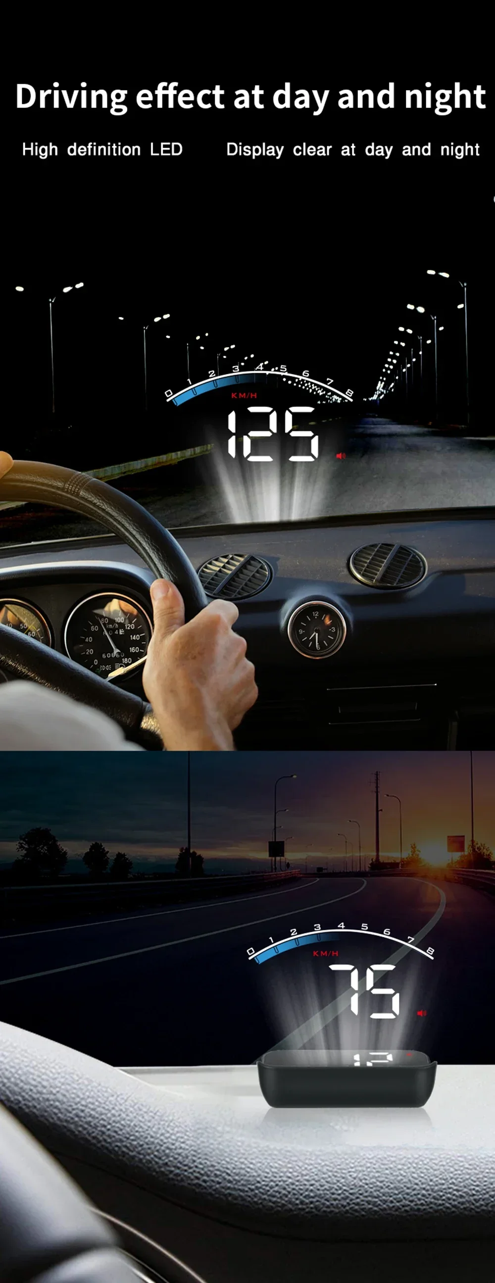 M6S OBD2 HUD Digitales Auto-Head-Up-Display Windschutzscheiben-Projektor Tachometer Wassertemperatur Spannung Auto-Zubehör Bordcomputer – Detail 11