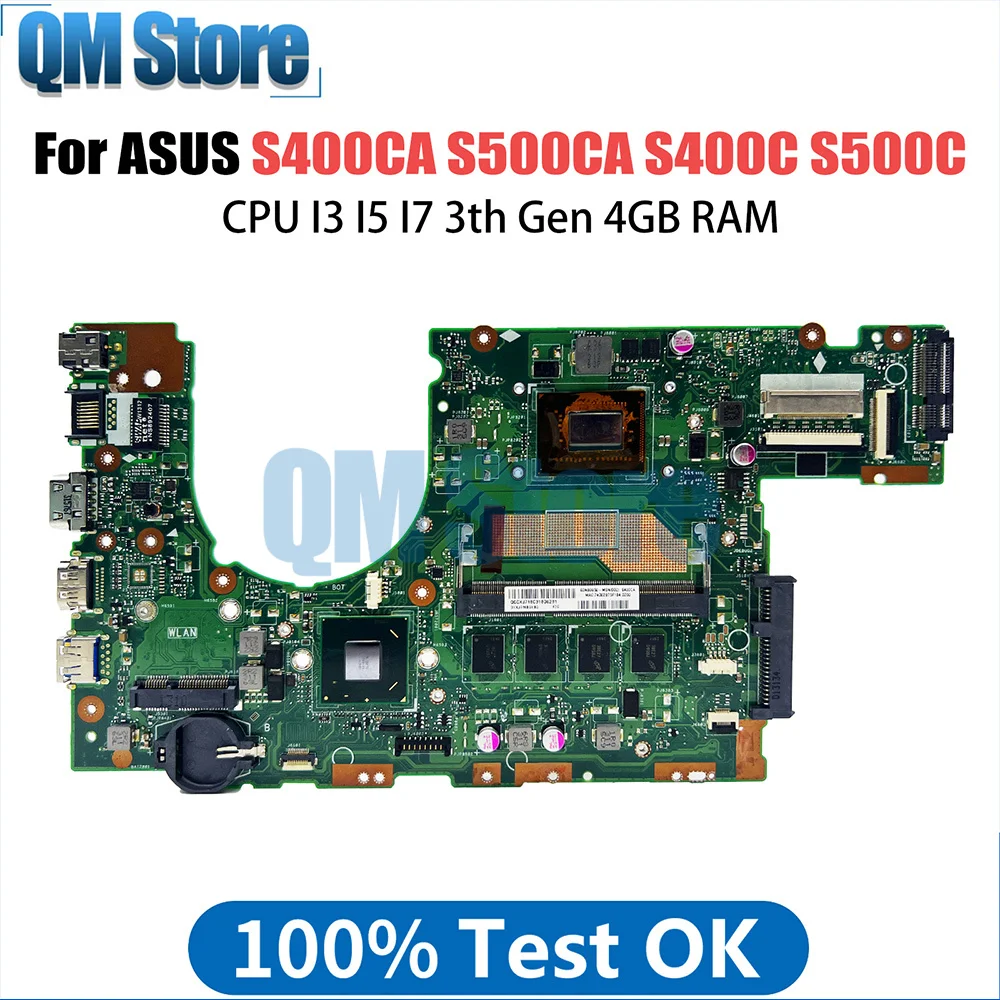 S400CA Notebook Mainboard For ASUS S500CA S400C S500C S400 S500 Laptop Motherboard With CPU I3 I5 I7 3th Gen 4GB RAM