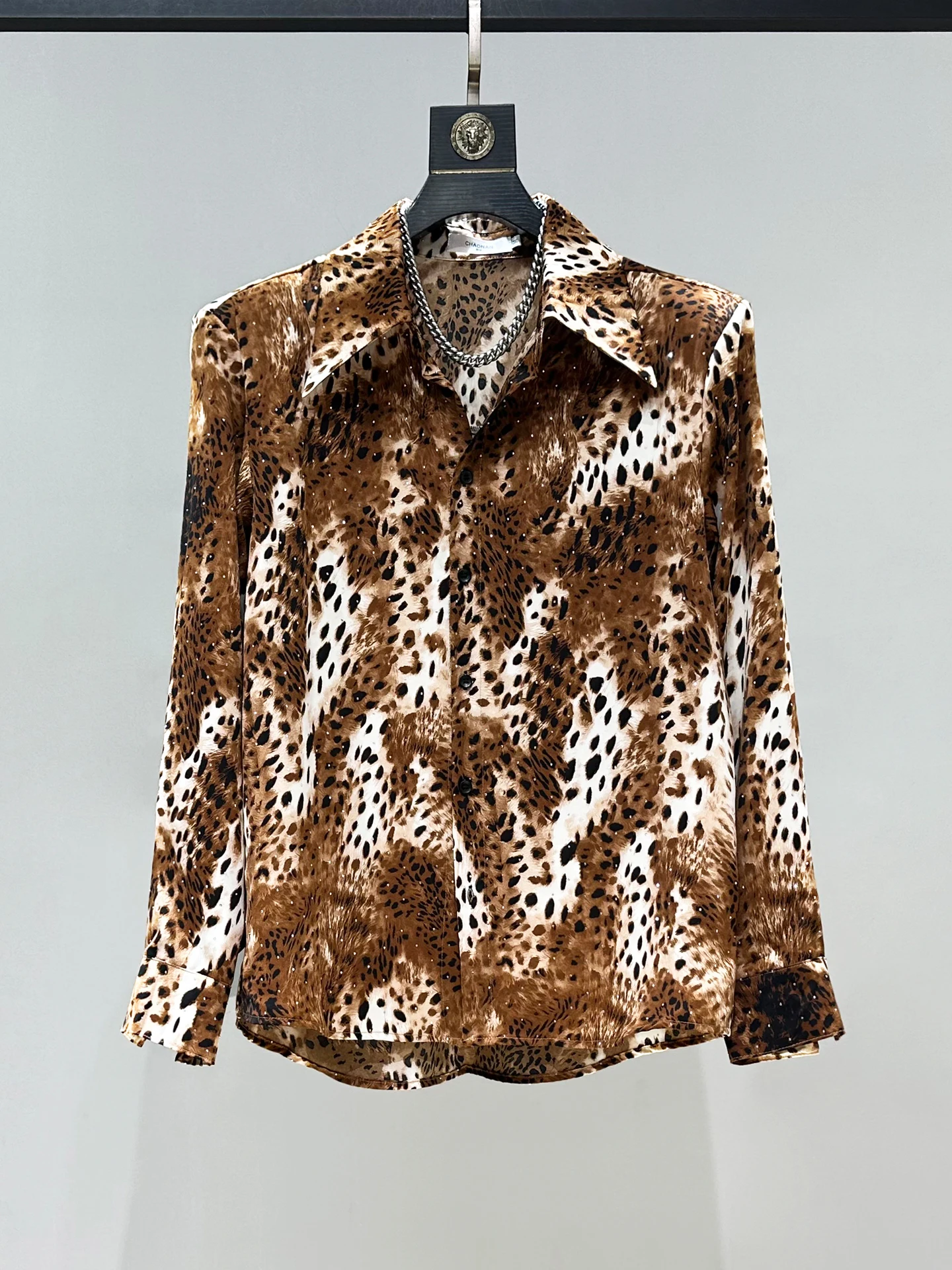 

Original Faionable American Retro Leopard Print Men's irt Haome High-End Feel oulder Pad Flower Top Polyester Fiber