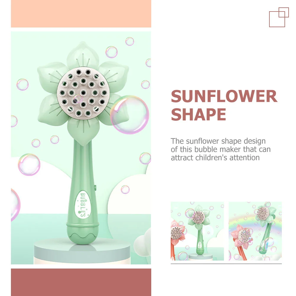 Sunflower Bubble Machine Electric Blowing Bubbles Light Green Sunflower-shaped Wand Baby