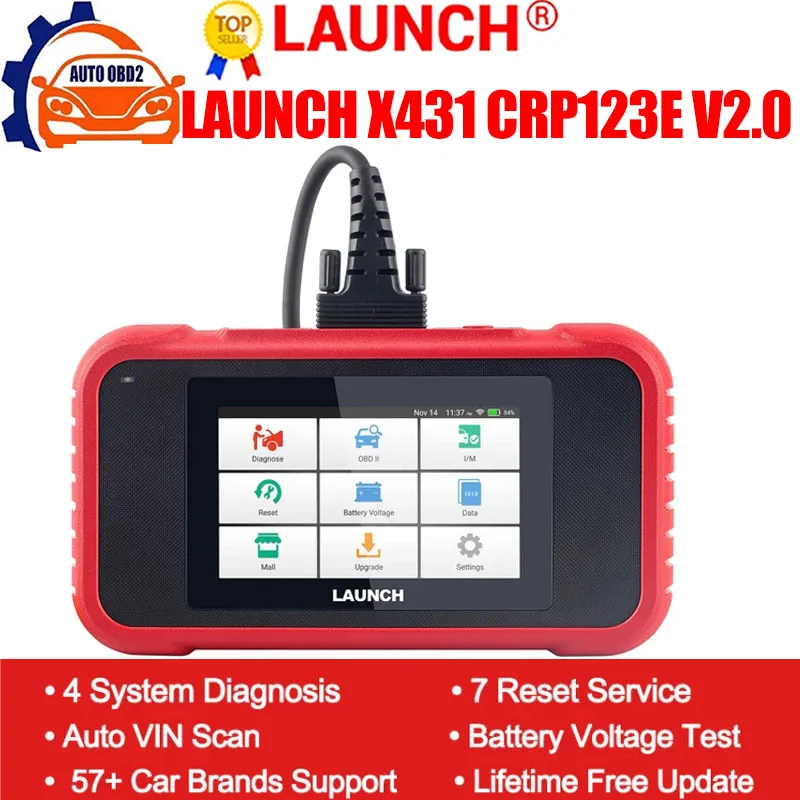 إطلاق X431 CRP123E V2.0 Obd2 الماسح الضوئي ENG ABS وسادة هوائية SRS في أداة تشخيص السيارات 7 إعادة تعيين قارئ الرمز أدوات السيارات PK CRP123