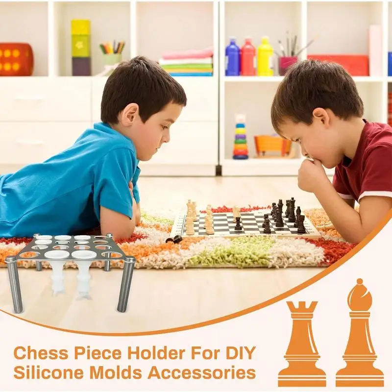 Chess Pieces Resin Mold Holder Metal Chess Piece Holder Metal Brackets For Making Game Kit Chess Piece Stand Silicone Molds